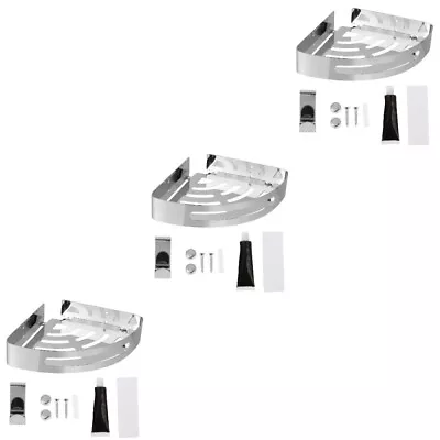  3 Pieces Stainless Steel Shelving Bathroom Hanging Organizer Triangle Shelf • £53.18