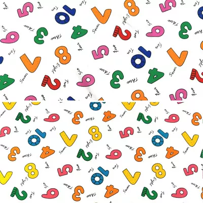 Polycotton Fabric Rainbow Numbers Words Learning Nursery School Kids • £1.50