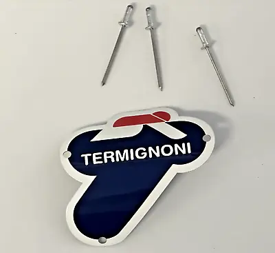 Ducati Termignoni Race Exhaust Metal Curved Sticker Decal Logo Plate Rivets 75mm • $18