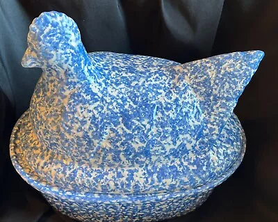 Chicken On Nest Ceramic El Camino VTG Cookie Jar USA Blue Sponge Ware Type • $23.96