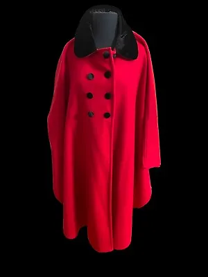 Vintage Amanda Smith Red Fleece Shawl Wrap Cape Poncho Coat Womens One Size NWT • $45