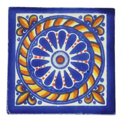 Nesto - Handmade Mexican Ceramic Talavera Large 10.5cm Tile Ethically Sourced • £1.95