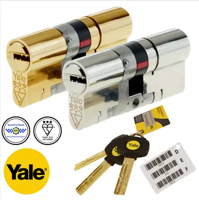 Yale Platinum TS007 3 STAR ANTI-SNAP Euro Cylinder Lock - 35/50 (85mm) - Nickel • £29.99