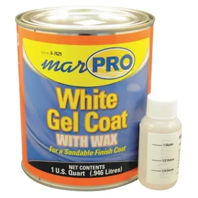 Marpro 601110600 Gel Coat WHITE With Wax QUART Boat Fiberglass Repair Marine • $24.95