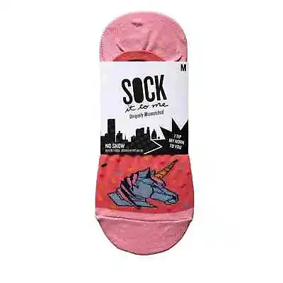 Sock It To Me Pink Unicorn Dinosaur Triceratops Uniquely Mismatched No Show Sock • $15