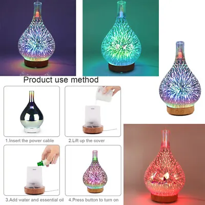 $25.36 • Buy Ultrasonic Essential Oil Aroma Diffuser LED 3D Firework Glass Humidifier Ace Hot