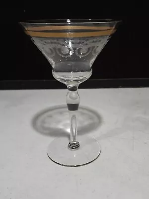 1- Rare Etched 7630-16 Morgantown Glass Champagne Glass Gold Trim • $19.99