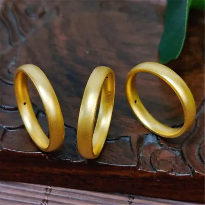 Pure 999 24K Yellow Gold Band Men Women Lucky Circle Ring 1.1-1.2g Us Size:4-10 • $189.58