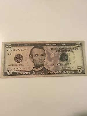 Rare Star Note 5 Dollar Bill 2009 JF 00567251* Small Ladder • $500