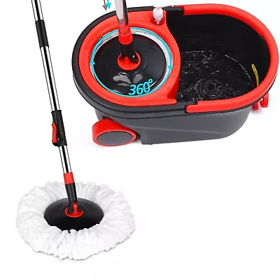 Spin Mop And Bucket Set With Wringer3 Washable Replacement Microfiber Mops Head • $29.99