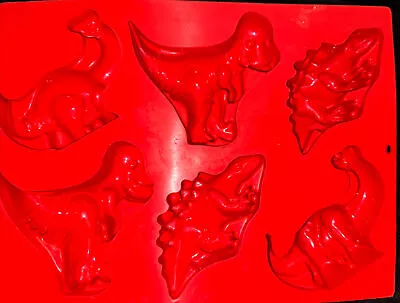 Dinosaurs Silicone Mold LARGE Chocolate Cakes JELLO Resin Candy Moul’flex Red • $9.99