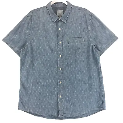 $9.59 • Buy American Eagle Shirt Men's XL Blue Cotton Polka Dot 1 Pocket Short Sleeve