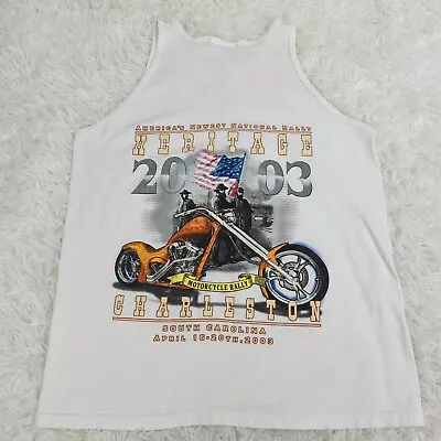 $15.98 • Buy Vtg All Sport 2003 Heritage Motorcycle Rally Charleston SC White Tank Top Men L