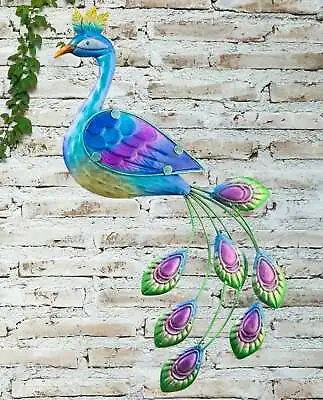 £1.20 • Buy Creekwood Colourful Peacock Metal Glass Garden Wall Art Bright Decor