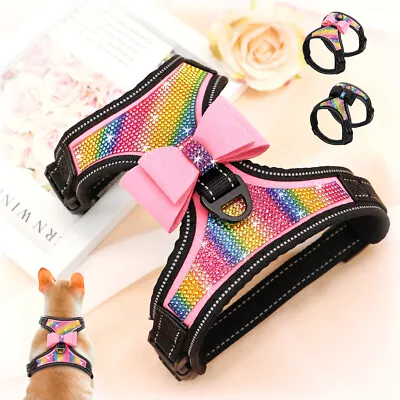 £10.43 • Buy Bling Rhinestone Dog Harness Safety Reflective Adjustable Pet Strap Vest S M L