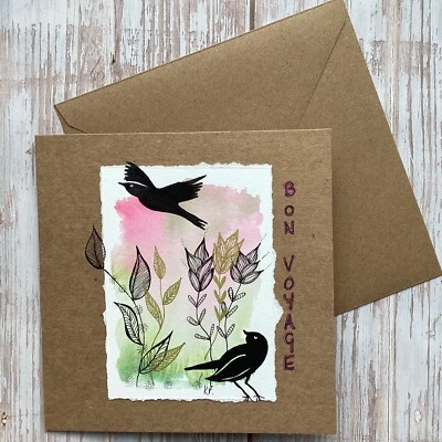 £2.95 • Buy Bon Voyage Card, Hand Painted Card, Original Art Card