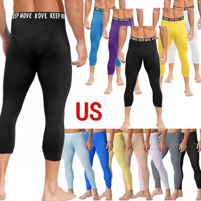 US Mens Compression Pants Base Layer Skinny Pants Tights Athletic Yoga Trousers • $11.95