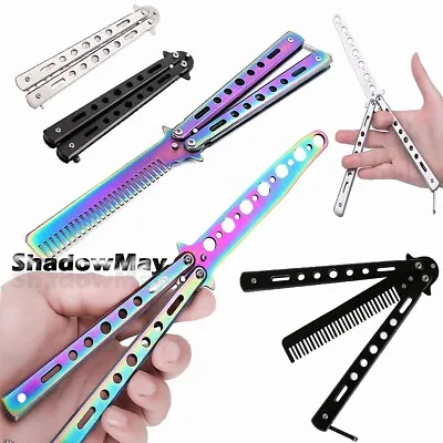 New Butterfly Training Knife Comb Trainer Metal Non Sharp Dull Practice Tool • $7.47