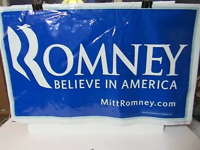 POLITICS (2012)   ROMNEY Believe In America  Sign NH Primary (Plastic)** • $8.50