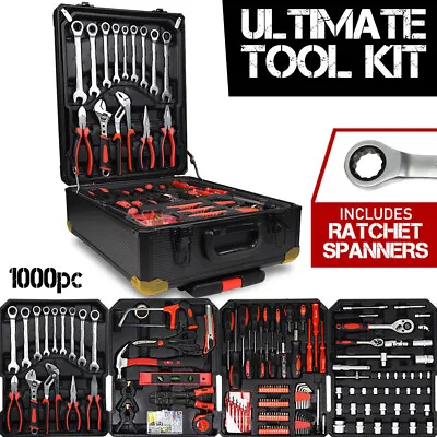 $129.95 • Buy 1000pc Tool Kit With RATCHET SPANNERS - Hand Tools Set  Box Toolbox Toolkit