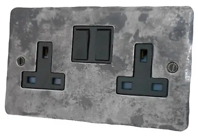 £26.50 • Buy Rustic Silver Flat Plate FRB-BK Light Switches, Plug Sockets, Dimmers, Cooker