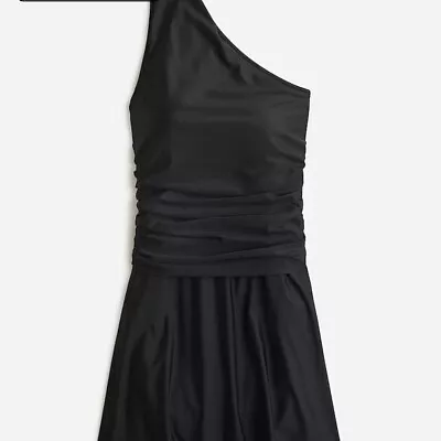 New J Crew Ruched One Shoulder Swim Dress Black Size 6 BP248 • $79