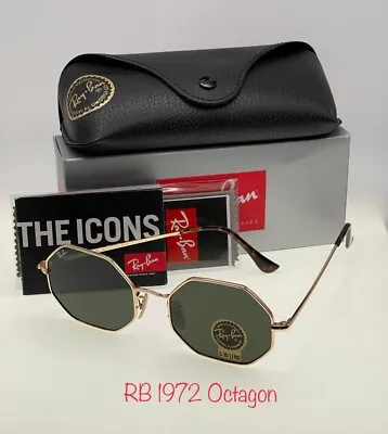 $98.50 • Buy Ray Ban 1972 Octagon 9147 Gold G15 Green Lenses Unisex Sunglasses RB1972  NEW