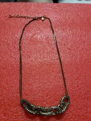 J. Crew Gold Tone Double Chain With  Crystal Chunky Chain Link Necklace15_17   • $8.50