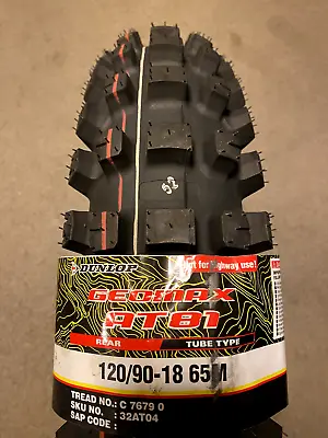 Dunlop Geomax AT81 Bias Rear Tire 120/90-18 Off-Road HONDA 32AT04 DIRT BIKE KTM • $70