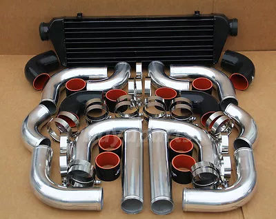 12x 2.5' Black Coupler Intercooler + Chrome Piping Kit Mitsubishi Eclipse Galant • $206.99