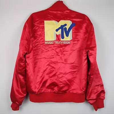 Vintage 1980's MTV Red Pyramid Nylon Stadium Jacket Made In USA Size Medium • $449.99