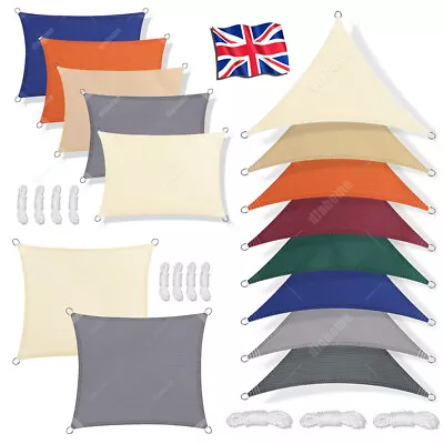 Waterproof Shade Sail Sun Canopy Patio Suncreen Awning Garden 98% UV Block UK • £12.99