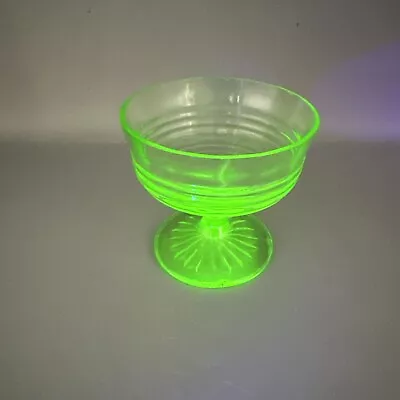 Vintage Anchor Hocking Circle Uranium Depression Glass Sherbet Bowl Footed Cup • $10.99