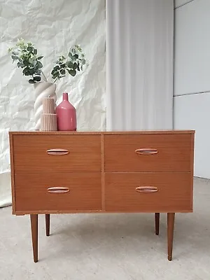 Vtg Mid Century Chest Of Drawers Compact Sideboard Media Unit Danish Retro #2408 • £99