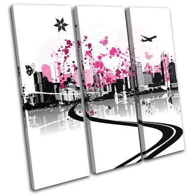 Abstract Floral Vector City TREBLE CANVAS WALL ART Picture Print • $109.99