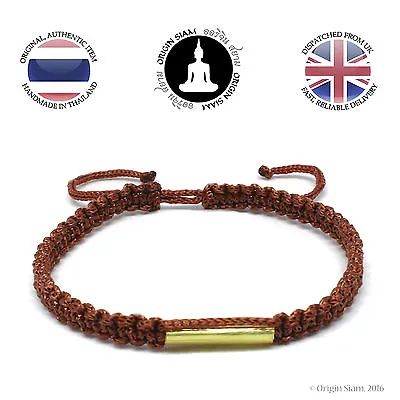 Authentic Blessed Buddhist Wristband Handmade Karma Bracelet Lucky Earth Brown • £8.95