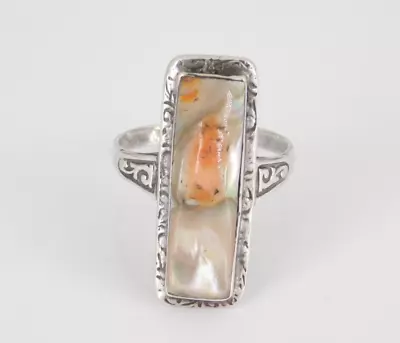 Vintage / Antique Art Nouveau Sterling Silver Blistered Pearl Ring Size 7 • $39.99