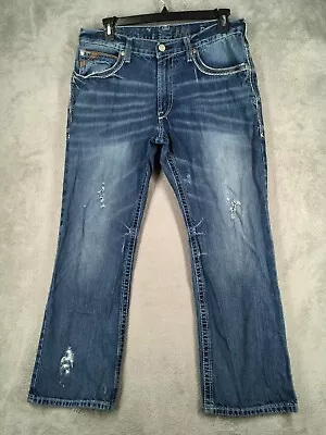 Ariat M4 Jeans Mens 34x30 (36x30) Low Rise Boot Cut Distressed Denim Western • $29.99