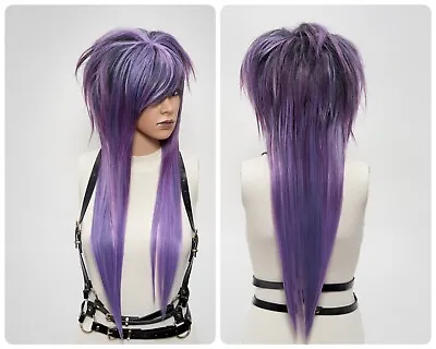 Purple Spiky Mullet EMO Cosplay Wigs Bangs Full Density Straight Styled Hair • $186.77