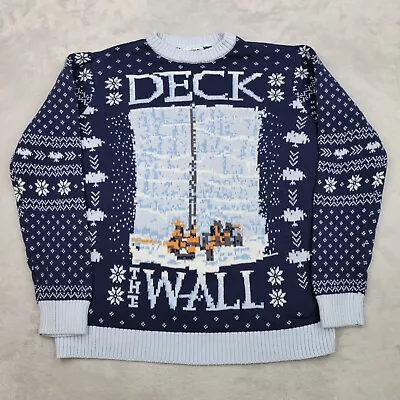 $33.22 • Buy Game Of Thrones Christmas Sweater Adult Large Blue Cotton Ugly Knit HBO Wall Men
