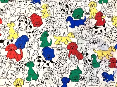 Princess Fabrics Cotton Fabric Remnants Multicolored Dogs Vintage - Read Descrip • $5.75