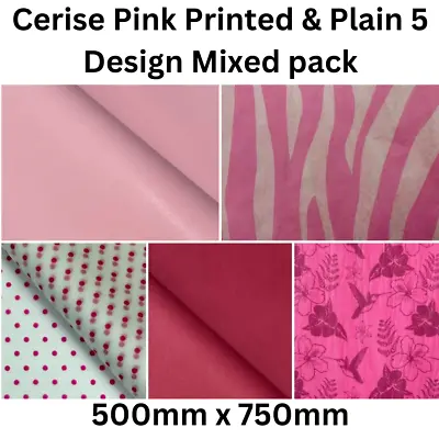 Pink Tissue  Paper Wrapping Printed Plain Shred Coloured 12 Designs Birthdays  • £3.45