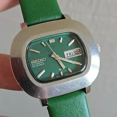 Vintage SEIKO 5606-5019 Men's Automatic Watch Day/date Green Dial January 1971 • $299