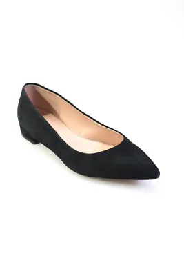 J Crew Womens Suede Pointed Toe Flat Heel Flats Shoes Black Size 5.5US • $42.69