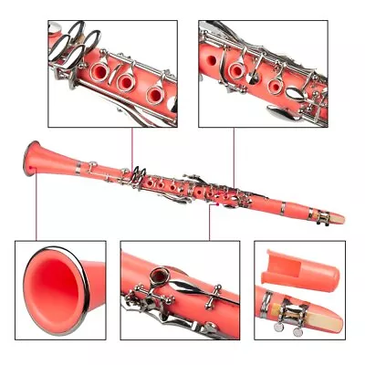 Pink ABS Clarinet Bb Cupronickel Nickel Plated 17 Key Woodwind • $206.59