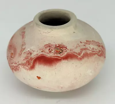 Vintage Nemadji Pottery Native American Clay Red Swirl 3.5  Bud Vase Bowl Bisque • $19.99