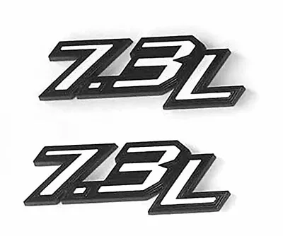 Pair Set 7.3L Emblems Badge 7.3Powerstroke Turbo Fender Side 250 350 450 White • $16.99