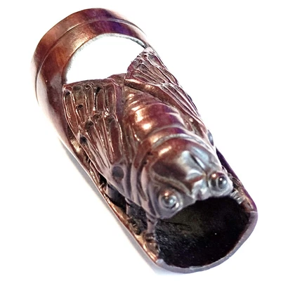 £35.99 • Buy F043 - 30 Years Old 2  Hand Carved Ebony Ironwood Netsuke - Cicada