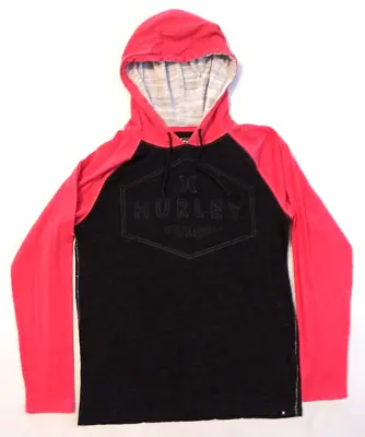 Hurely Buckle Hoodie Medium Black & Salmon Lightweight Surfer Premium Fit • $11.99