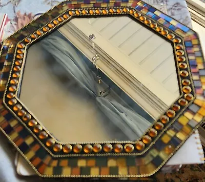 Vintage Partylite 12  Octogonal Mosaic Mirror Tray • $25